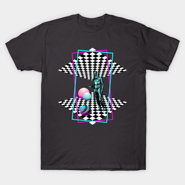 Discobolus in the land of Retrowave T-Shirt by Zeroeroroo